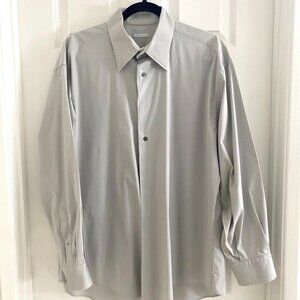 Halogen Mens' Solid Gray Dress Shirt Size 16.5-R Workwear Business